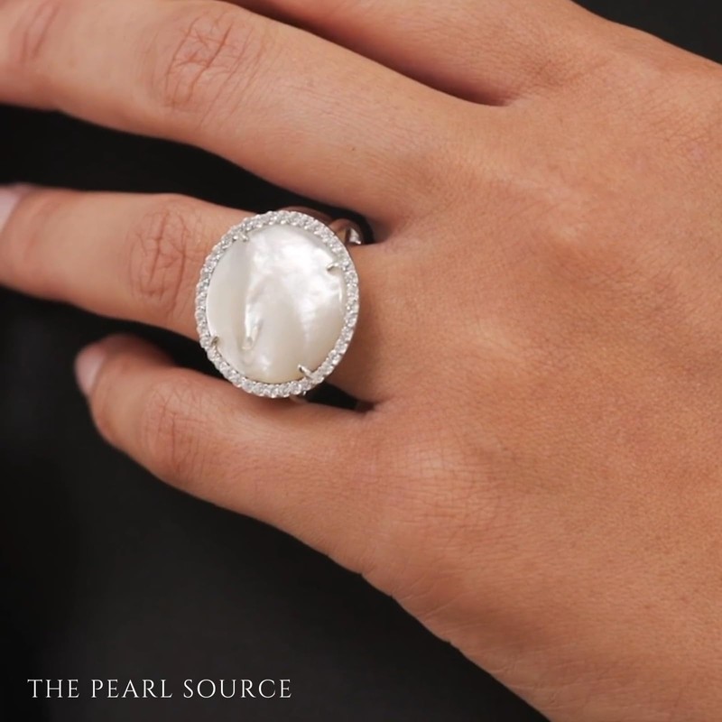 The Pearl Source Genuine White Cultured Mother of Pearl &