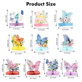 Tasodin 10 Pcs Butterfly Centerpieces for Tables Spring Butterfly Flowers Theme Table Decorations, Butterfly Honeycomb Table Centerpiece for Birthday Party Baby Shower Decor