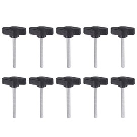 QUARKZMAN Pack of 10 Tea Wing Knobs Thumb Screws M4 x 40 mm Standard Male Thread Plastic T/Z Buttons Adjustable Handles Hand Clamp Knobs Handle Thumb Screw, Black