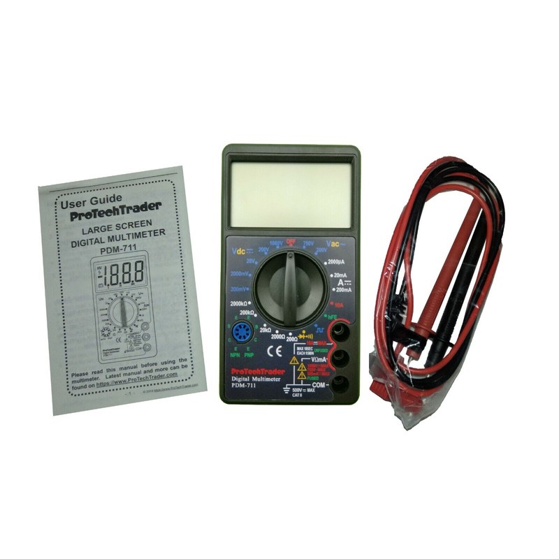 ProTechTrader Large Screen Digital Multimeter 7 Test Functions AC DC