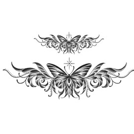 XQB Butterfly Tattoo Chest Tattoo Underboob Tattoo Festival Tattoo Set of 4 Sheets