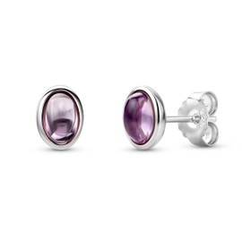 Orovi Violet Purple Amethyst Crystal Silver Stud Earrings - 4 Ct. (Jewellery Set)