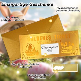 WenmthG Golden Ticket Easter Card with Envelope, Easter Gifts for Children, Wife, Man, Merry Easter Card, Voucher to Fill Yourself with Scratch Sticker