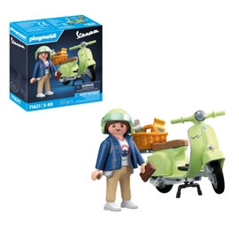 PLAYMOBIL Cars 71621 1969 Vespa 150 Sprint Veloce, Light Green, Faithful Model for Collectors and Fans Includes Versatile Accessories and Various Saddle Variations