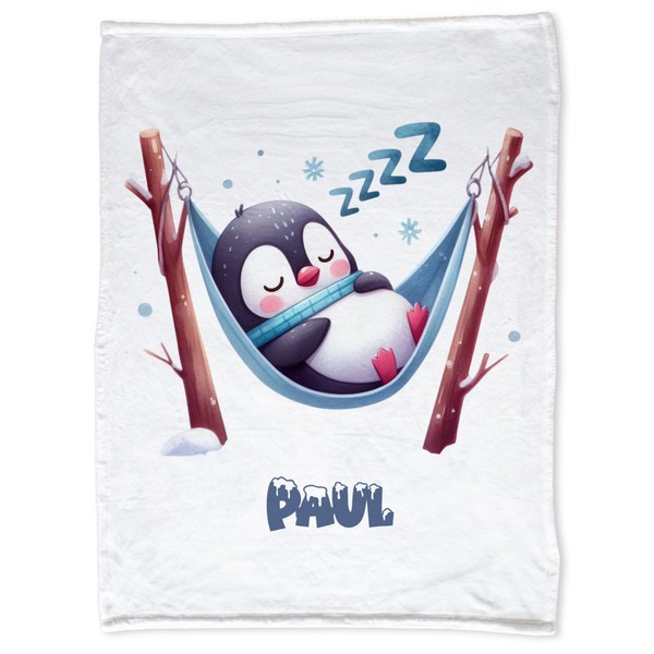 GRAZDesign Baby Blanket with Name Personalised Penguin Super Fluffy Baby Blanket as Gift Christmas Birth Cuddly Blanket