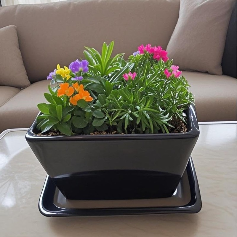 Square Plant Saucer 4 Inch 2 Pack，Plant Trays for Pots,