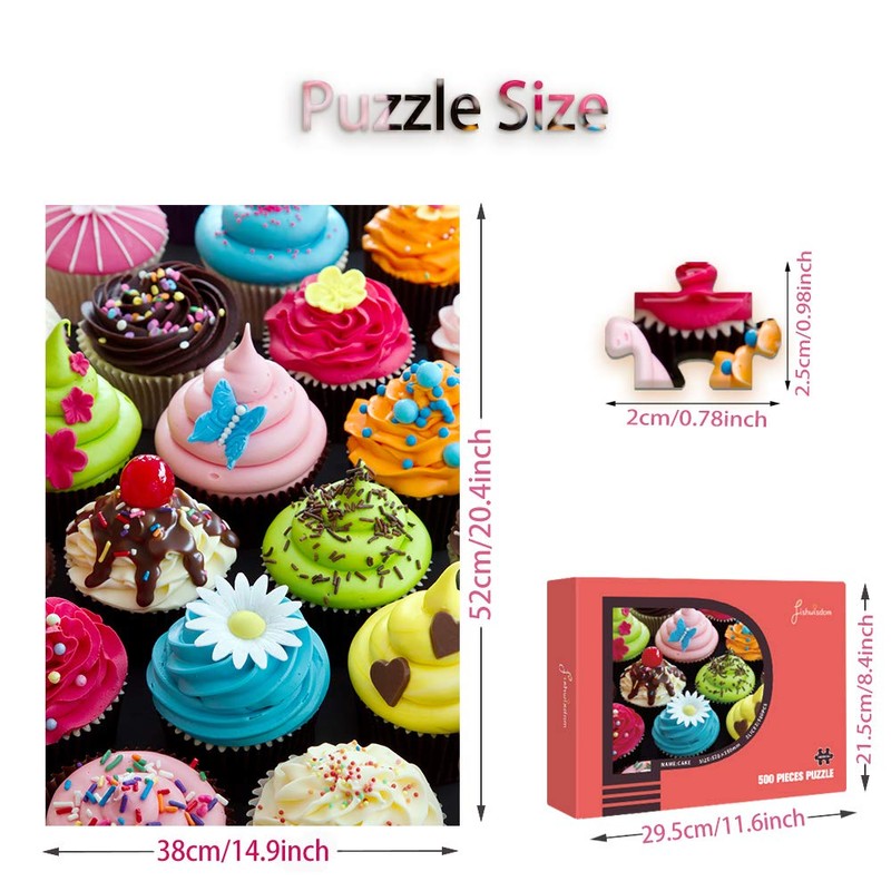 500 Pieces Assorted Cupcake Jigsaw Puzzle for Adults and Kids