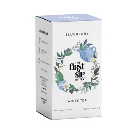 Blueberry White Tea, Pyramid Sachet Tea Bags, Bai Mu Dan, Low-Caffeine, Antioxidant rich, Hot & Iced Tea - 16 Cups | The Spice Hut, First Sip Of Tea