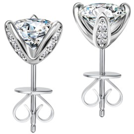 ABSOLUTE Moissanite Stud Earrings for Women 2 Carat S925 Sterling Silver Hypoallergenic 2Ct Moissanite Gift for Girlfriend/Mom/Daughter on Mother's Day