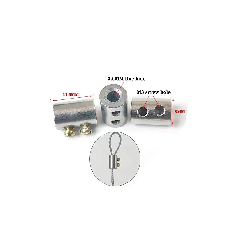 20Pcs Upgraded wire Rope cable clamps single/hole cable clamps（3.6MM line