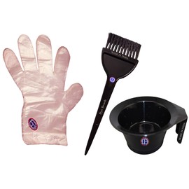 [Ear Lobe & Accessories] Hair Coloring Kit (1 Hair Color/Dye/Mehandi Mixing Bowl (325 ml) | 1 Applying Brush | 50 Pcs (25 Pair) Use & Throw Hand Gloves)