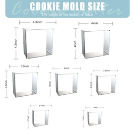 ZADE Square Cookie Cutter Set, 7pcs Different Size Square Biscuit Mold