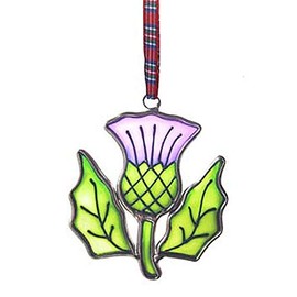 Islandcraft Thistle Stained Glass Ornament (CL-0082-16), 7 cm, Hanging, Glass, for Thanksgiving, Birthday, Christmas, Father's Day