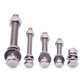 M12 x 40mm 4 Sets Stainless Hex Bolts with Hex Nuts, Flat Washers and Lock Washers Assortments