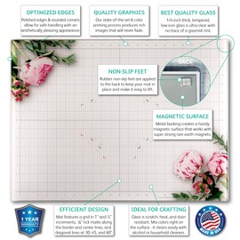 Glass Craft Mat | Magnetic | Heat, Scratch, & Stain Resistant | Perfect for Mixed Media Artwork (Floral, 9 x 12in)