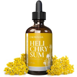 Organic Helichrysum Essential Oil — USDA Certified Therapeutic Grade — (4 oz | 118 ml) — 100% Natural Non GMO Helichrysum Oil for Skin, Aromatherapy & Better Sleep by Calmoura