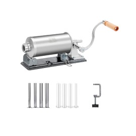 MZTOGR Sausage Stuffer - Stainless Steel Homemade Manual Sausage Maker Horizontal Meat Filling Kitchen Machine, Packed 8 Stuffing Tubes (2.5LBS)