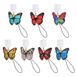 HUAAPLEGO 7Pcs Dust Plug Charm with Alloy Butterfly Pendant Type-C USB Port Anti Dust Plugs Cute Phone Charms for Most Type-C Cell Phones