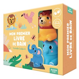 MON PREMIER LIVRE DE BAIN - DANS LA SAVANE - UN COFFRET AVEC 2 JOUETS DÉCLIPSABLES !: Avec 2 jouets de bain