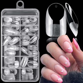 240pc Oval Gel Nail Tips Short Fake Nails Clear Press ons Nail, Short Oval Nails Tips Acrylic Nails Extension Soft Gel Nails Tip Full Cover Round Almond False Nail Clear Artficial Fingernails