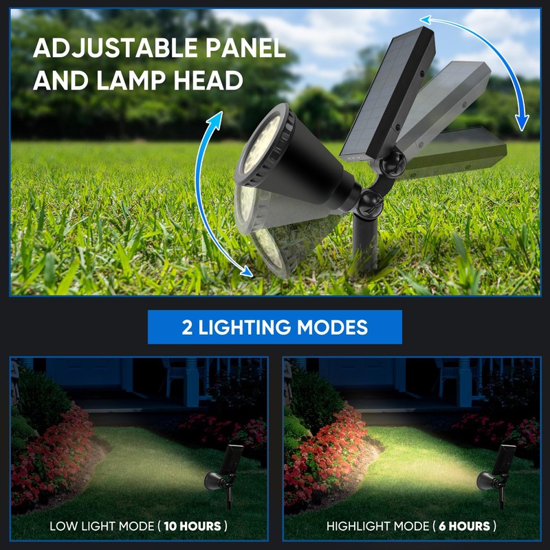 KEV 800 Lumens Solar Spot Lights Outdoor,4 Pack 18 LEDs