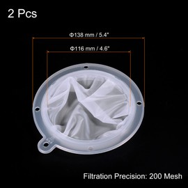 PATIKIL 5.4" O.D. Food Filter Strainer, 2 Pack 200 Mesh Kitchen Mesh Filters Strainers Fine Mesh Sieve for Juice, Coffee, Soy Milk Filtration, White