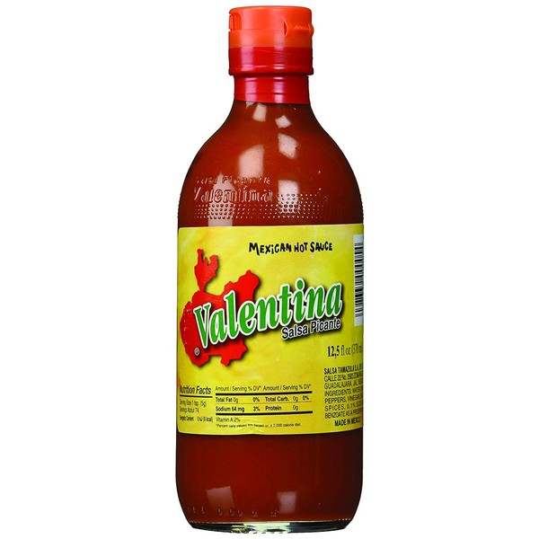 Valentina 12.5 Ounce Hot Sauce | Mexican Picante Salsa Vegan, Spice Mix Made From Chili Peppers Perfect for Chips, Fast Foods, Lunch, Snacks or More ( 370 ml )