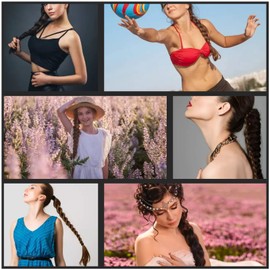 Long Braided Ponytail Extension with Hair Tie Straight Wrap Around Hair Extensions Ponytail Natural Soft Synthetic Hair Piece for Women Girls Daily Wear (80cm, 27/613#)