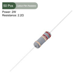 YOKIVE Pack of 50 Carbon Foil Resistors 2 W 2.2 Ohm 5% Tolerance Resistance Good for DIY Electronic Projects (4 Colour Band 0.58 x 0.19 inches)