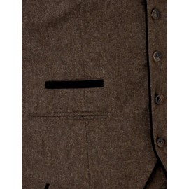 Xposed Men’s Classic Tweed Collar Waistcoats Vintage 1920s Retro Styled Smart Tailored Fit Vests [AMZCH-CWC-DANE-D4-BROWN-48]