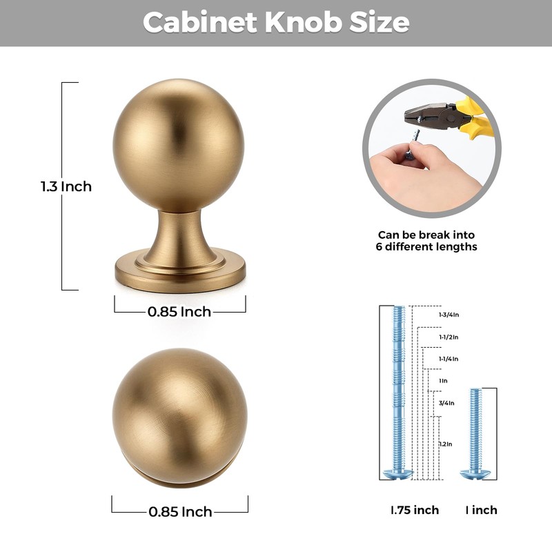 Ravinte Decor 12 Pack Champagne Bronze Cabinet Knobs, Round Ball