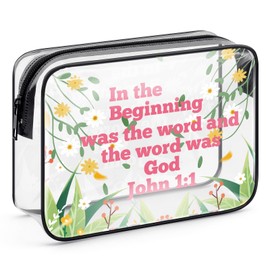 Christian Gift for Women Faith Inspirational Gifts for Her Bible Verse Cosmetic Bag Religious Motivational Gifts for Coworkers Mom Friend Sister Grandma Clear Makeup Bag Pouch Positive Spiritual Gifts