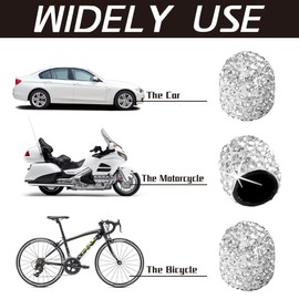 JUSTTOP JUSTTOP 4 Pack Handmade Crystal Rhinestone Tire Valve Stem Caps, Wheel Tire Valve, Attractive Dustproof Bling Car Accessories, Universal for Cars, Trucks and Motorcycles-White