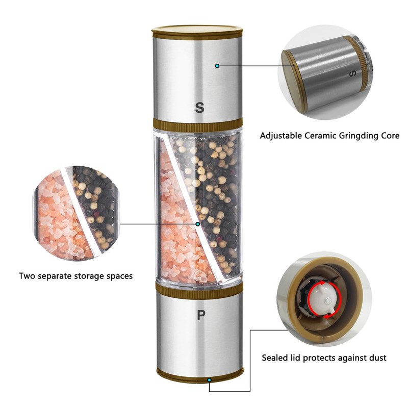 Nurch 2 in 1 Salt and Pepper Grinder Set, Salt