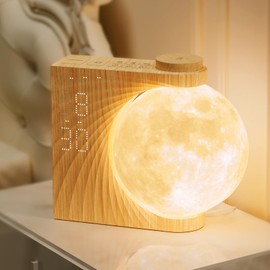 Moonlight, Indirect Light, Stylish, Bedside Lamp, Alarm Light, Table Clock, 8 Colors, RGB, 10 Types of Natural Sounds with Timer, 3 Brightness, Night Light, Night Light, Popular Birthday Gift, Bedroom