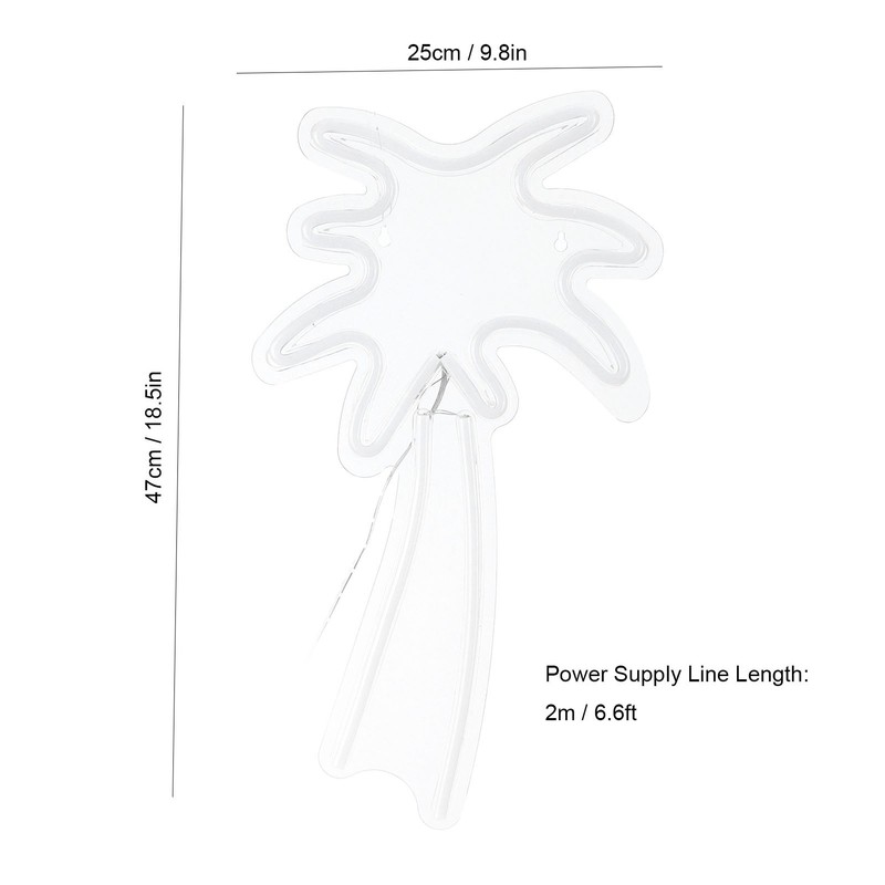 LED Neon Sign Light Coconut Tree Shape Wall Hanging USB
