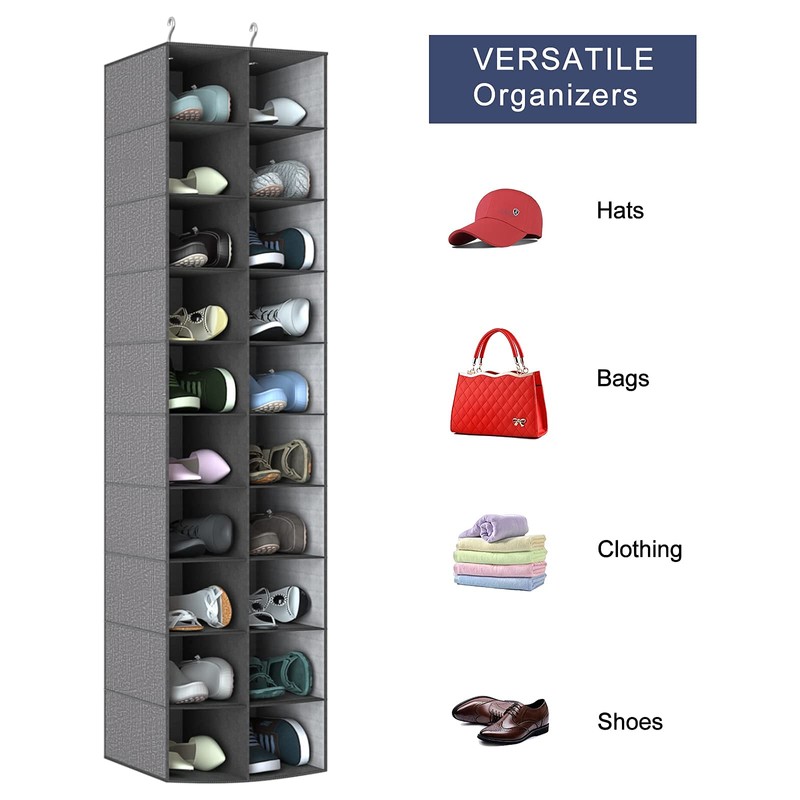 coastal rose Hanging Shoe Organizer for Closet, 20 Sections Hanging