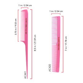 Allegro Combs Rat Rail And Barber Comb Stylist Combs Set Rattail Styling Parting Comb Hair Stylist Tail Comb Men Combs Women Combs Kids Comb Fresh Color 2 Pc. (Fresh Pink)