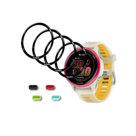 iDaPro [4 x Displayschutzfolie für Garmin Forerunner 570 42 mm【PET-Folie】 (kein gehärtetes Glas) + [4 Stück] Silikon-Staubschutzstecker, 【Vollständige Abdeckung】【Kratzfest】【Blasenfrei】【Einfache
