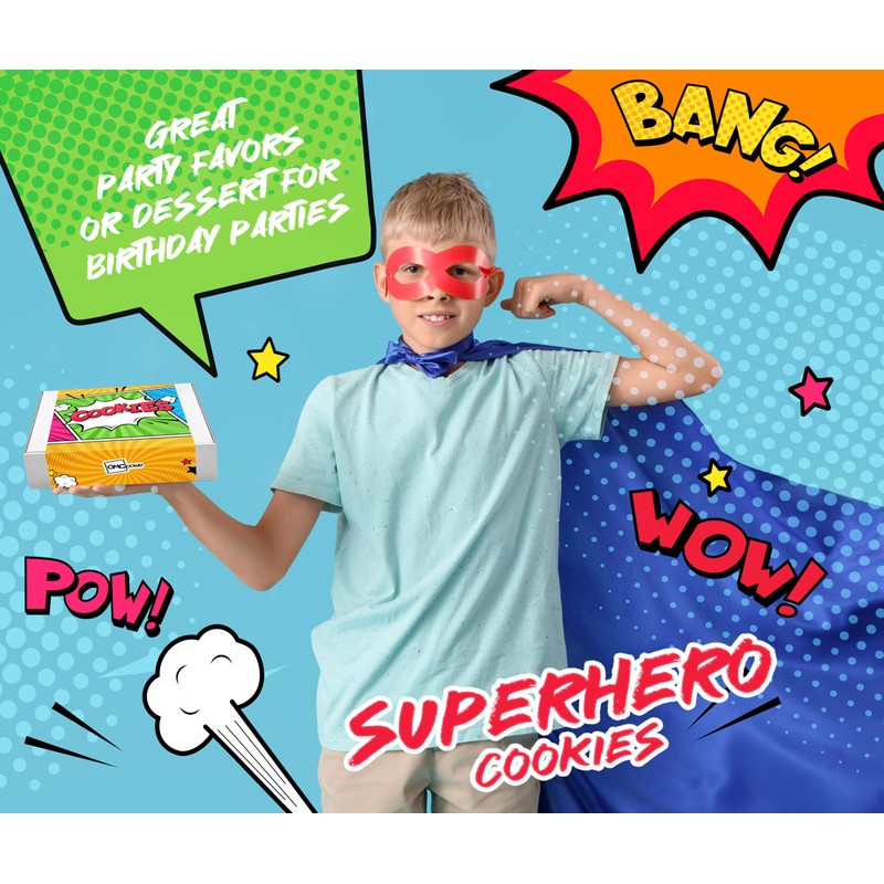 Superhero Cookies 24 Pack | Bulk Party Favors Birthday Party