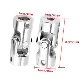 Universal joints, 2 pieces 6 x 8 mm, 8 x 8 mm (optional) shaft joint DIY steering length 35 mm AD 14 mm motor connection for connecting model cars, model ships and robots (inner diameter 6 x 8 mm)