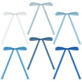 Canlierr 72 Pieces Christmas Twist Tie Bows 5 x 7 Inch Pastel Satin Ribbon Bows with Twist Tie Colored Craft Bows for Gift Wrapping Basket Wedding Birthday Party Christmas Decorations(Blue)