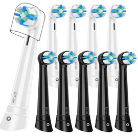 10PACK Replacement Toothbrush Heads Compatible with Oral B iO Series 2/3/4/5/6/7/8/9/10 Electric Toothbrush,Round Brush Heads for Gentle Gum Care & Deep Cleaning,Black/White