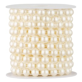 Rollo de perlas de imitación de 10 mm para manualidades de medio redondo, 10 mm de perlas planas para centro de mesa, telón de fondo de árbol de Navidad y decoración de flores (marfil)