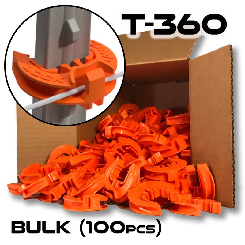 Lock Jawz T-360 Electric Fence T-Post Insulator - Orange (Bulk