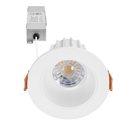 Maxxima 2 in. Ultra-Thin Recessed Anti-Glare LED Downlight - Canless IC Rated, 600 Lumens, 5 Color Temperature Selectable 2700K/3000K/3500K/4000K/5000K, Dimmable, Round White Trim, 90 CRI, J-Box Incl