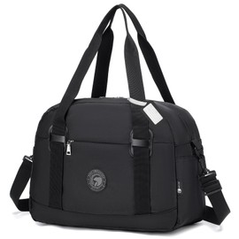 BAGZY 25L Wizz Air Cabin Bags 40x30x20 Under Seat Foldable Travel Duffel Bag Nylon Travel Holdall Hand Luggage Case Waterproof Carry on Luggage Flight Bags for Weekend Sport Gym Women Men Dark Black