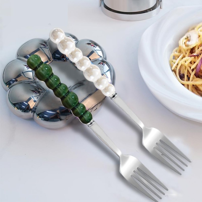 CHENSHUO Stainless Steel Forks, Ceramic Handle Forks, Korean Dessert Fork