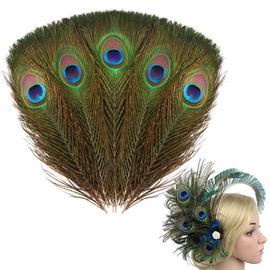 Forreen Real Peacock Feathers, Pack of 50, Natural Peacock Feathers, 25-30 cm, Beautiful Eyes, Peacock Tail Feathers, Reliable DIY Peacock Decoration for Crafts, DIY Crafts, Wedding Decoration
