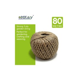 eMKay® Natural Garden Jute Twine 3 Ply - PACK OF 1 80m Balls of Garden Twine Garden String for Arts Crafts Gardening Wedding Décor Packing Christmas & Around the Home TOTAL - 80 METRE/262 FEET APPROX